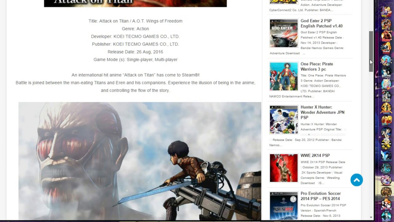 download attack on titan wings of dom pc